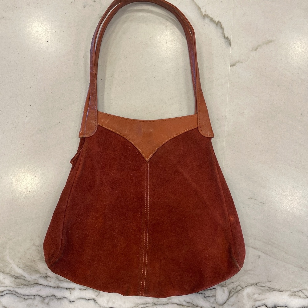 Gorgeous Vintage Red Suede Handbag